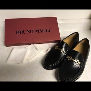 Bruno Magli Italian leather slip-on horse bit loafers Men’s 11 wide in black